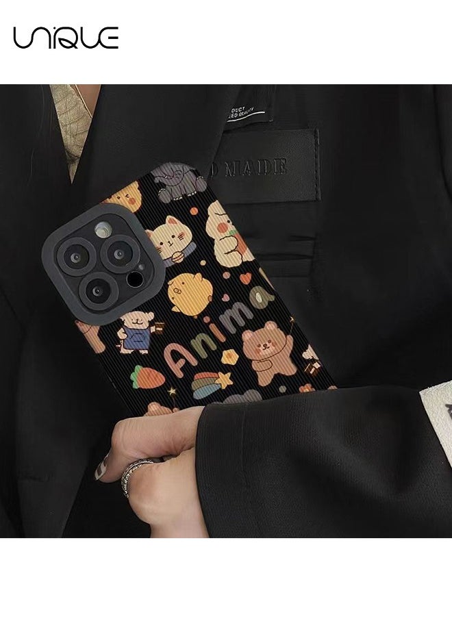 Unique - Compatible with iPhone 15 Pro Max Cases, Animal Theme Cases, TPU Drop Protection - Black - Image 1