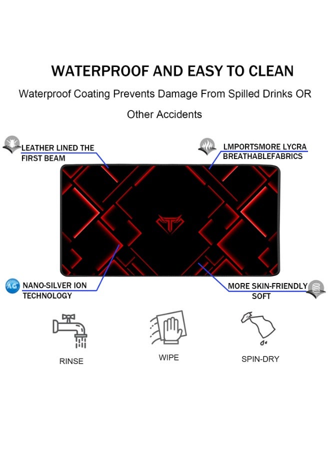 Large Mouse Pad, Gaming Mouse Pad, Long Mouse Pads, Waterproof Extra Large Big Mouse Pad with Stitched Edge, XXL Non-Slip Computer Computer Keyboard Pad Mat for Gamer/Desktop/Office/Home, RED - Image 4