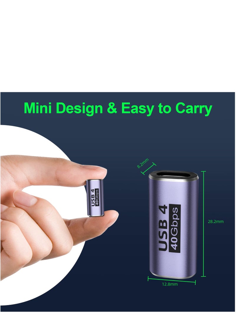 USB C Female to Adapter (4 Pack) Coupler with 40 Gbps PD 100W 8K 60hz Video Compatible for Thunderbolt 4/3, MacBook Pro/Air, USB-C HUB, Magsafe and More Type DevicesUSB C Female to Adapter (4 Pack) Co