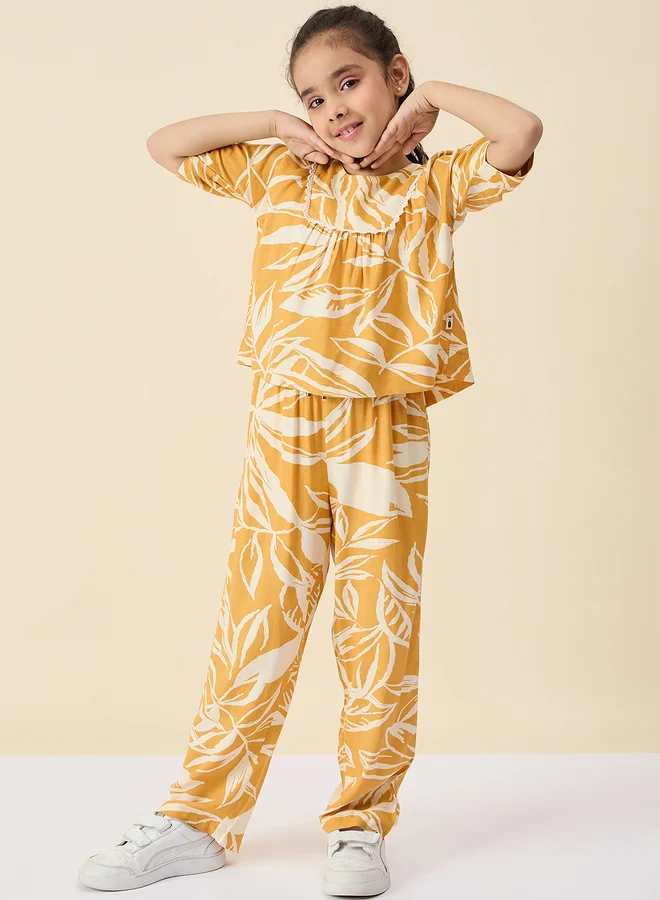 ستايلو بج Stylo Bug Floral Print Round Neck Top and Pants Set