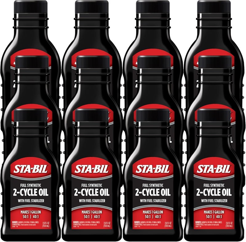 STA-BIL Full Synthetic 2-Cycle Oil with Fuel Stabilizer - 12 Pack, 2.6 fl. oz. Each - Image 1