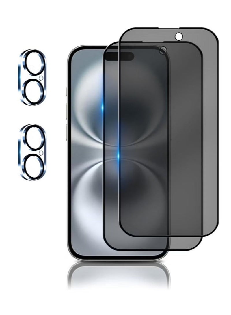 ELTRAZONE ELTRAZONE 2-Pack Privacy Screen Protector & 2-Pack Camera Lens Protector for iPhone 16 – Ultra 9H+ Tempered Glass, Full Coverage, Scratch-Resistant, Anti-Fingerprint, Easy Installation