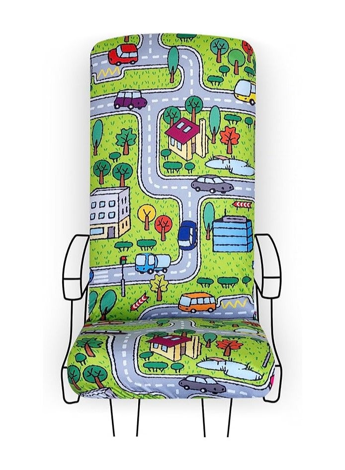 Your Shield YOUR SHIELD Re-Usable Seat Cover for Plane/Bus/Train/Cinema/Office - Premium Quality Reusable Car Seat Covers - Stylish and Practical Solution for a sanitized Trip (Kids City Landscape)  - Image 1