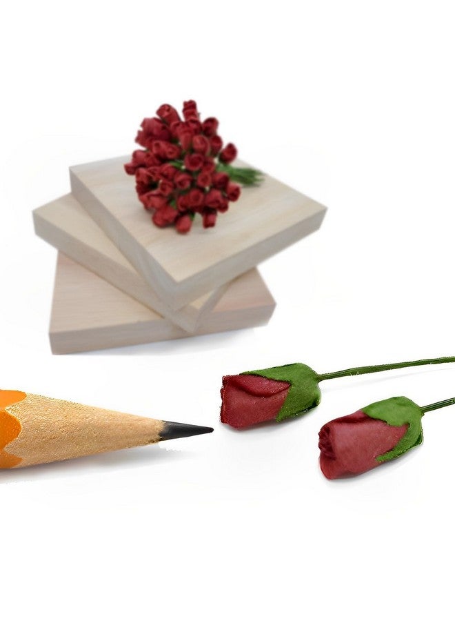 ChangThai Design Tiny ¼ Inch Diameter Red Rosebud Paper Rose 50 Pieces Bunch Of Flowers For Scrapbook Craft Mulberry Paper Mini Artificial Flower Card Wedding Dollhouse Décor - Image 3