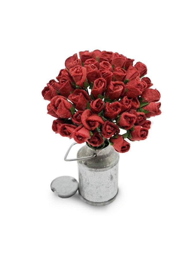 ChangThai Design Tiny ¼ Inch Diameter Red Rosebud Paper Rose 50 Pieces Bunch Of Flowers For Scrapbook Craft Mulberry Paper Mini Artificial Flower Card Wedding Dollhouse Décor - Image 4