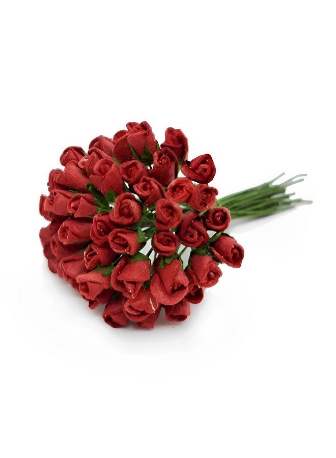 ChangThai Design Tiny ¼ Inch Diameter Red Rosebud Paper Rose 50 Pieces Bunch Of Flowers For Scrapbook Craft Mulberry Paper Mini Artificial Flower Card Wedding Dollhouse Décor - Image 5