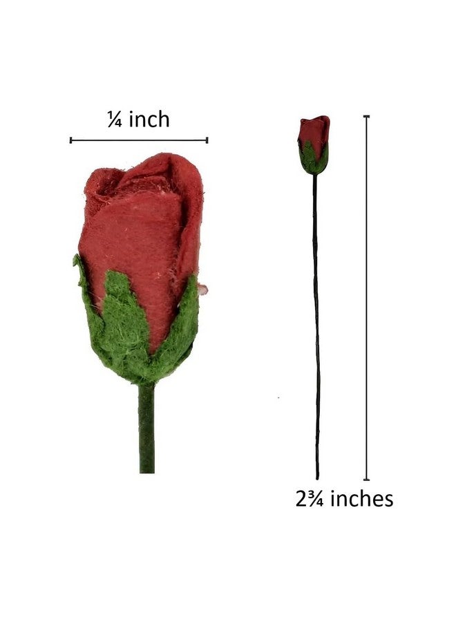ChangThai Design Tiny ¼ Inch Diameter Red Rosebud Paper Rose 50 Pieces Bunch Of Flowers For Scrapbook Craft Mulberry Paper Mini Artificial Flower Card Wedding Dollhouse Décor - Image 2