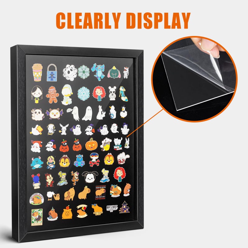 tutata 12x16 Pin Display Case, Enamel Pin Display Frame, Pin Collection Display, Shadow Box for Wall Display, Black - Image 5