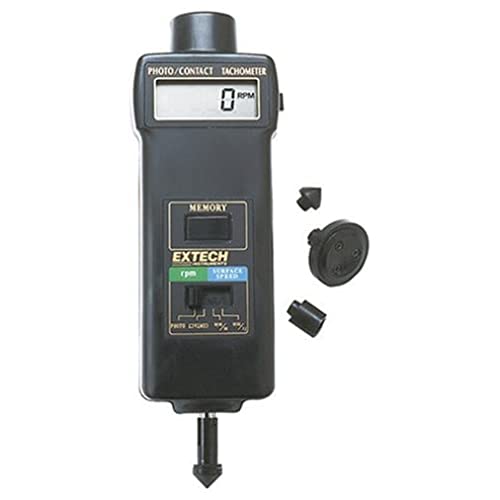 Extech 461895 Combination Contact and Photo Tachometer - Dual Mode RPM Meter with Laser Sensor, High Accuracy, Memory Recall, Min/Max, Large LCD Display for Motors, Fans, and Rotating Equipment - Image 1