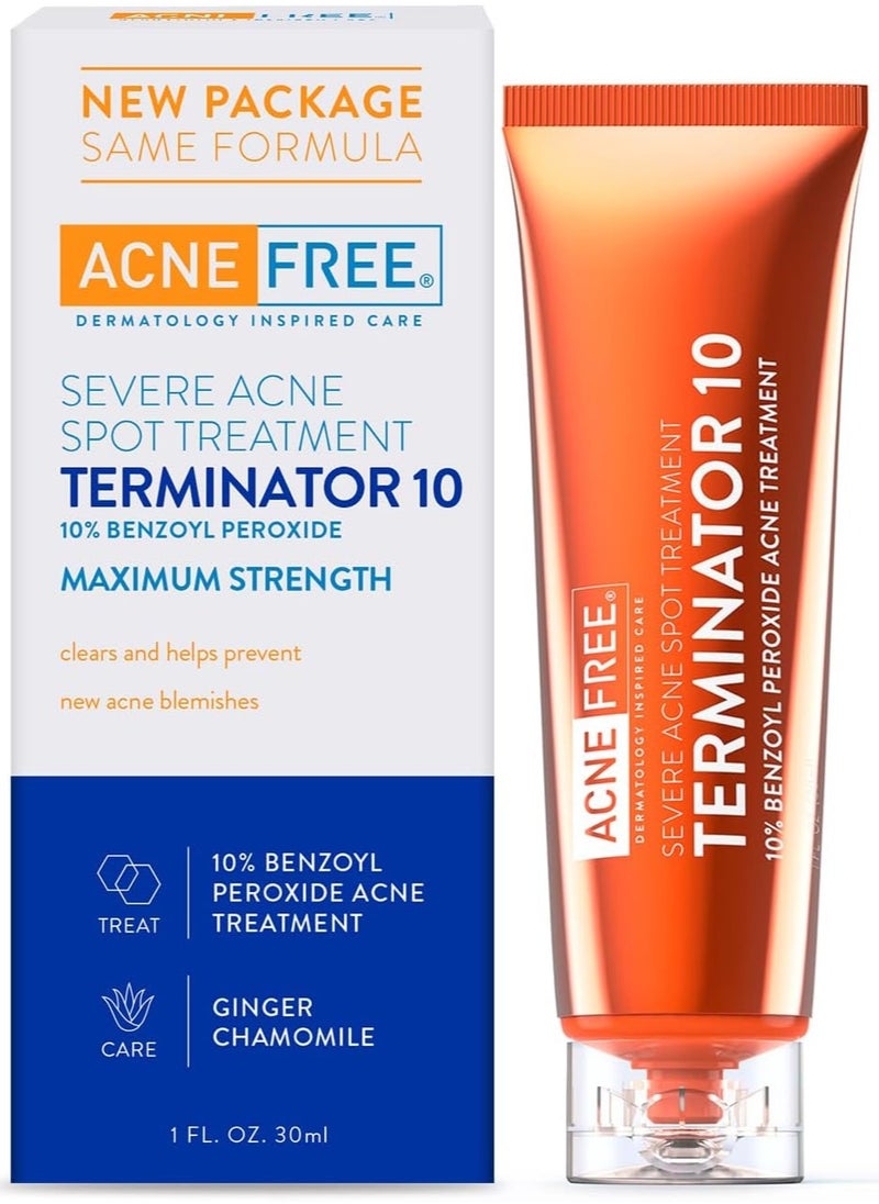 AcneFree - Severe Acne Spot Treatment, Terminator 10  (30 ml) Packaging May Vary - Image 1