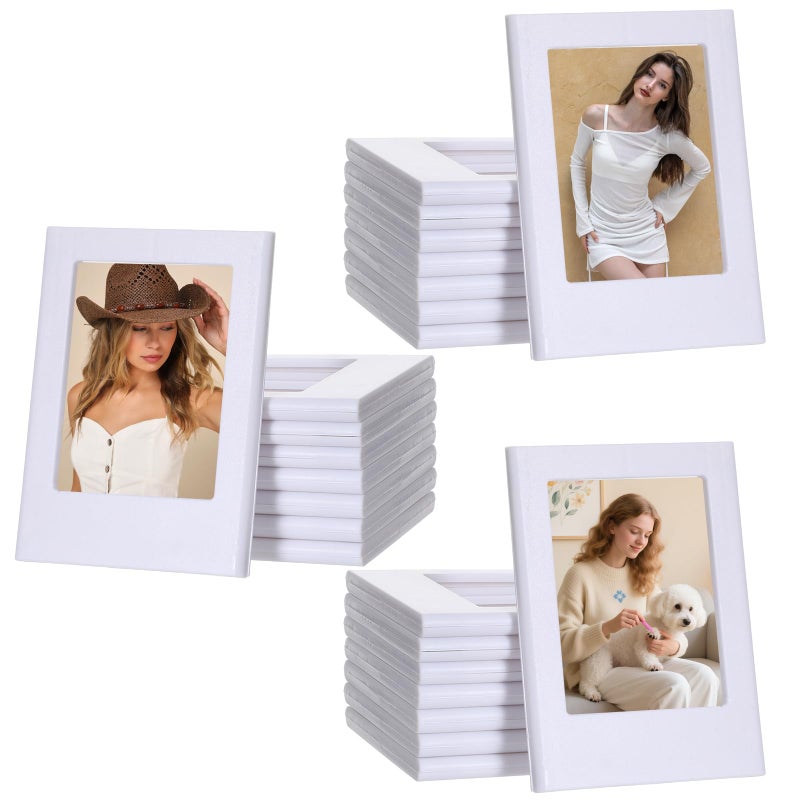 Caeuiciw 30 Pack Mini Magnetic Picture Frames 2x3 Inch Picture Frames Small Table Pictures Holder Compatible with Polaroid Fujifilm Film Photos for Fridge Table Locker Whiteboard (White - Image 1