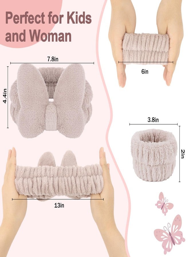 CAVETEE Spa Headband for Washing Face, 4 Pack Fuzzy Skincare Cute Butterfly Hair Band for Shower Yoga Beauty Soft Makeup Skin Care Hair Accessories for Women - Image 2