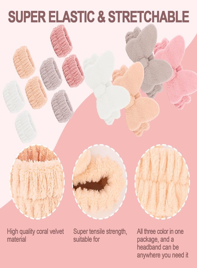 CAVETEE Spa Headband for Washing Face, 4 Pack Fuzzy Skincare Cute Butterfly Hair Band for Shower Yoga Beauty Soft Makeup Skin Care Hair Accessories for Women - Image 5