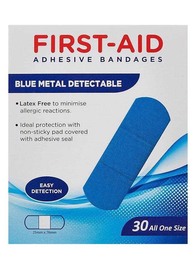 First Aid ضمادات بلوميتال قابلة للاكتشاف، قابلة للتمدد، خالية من اللاتكس، ضمادة 30 ثانية  - Image 1