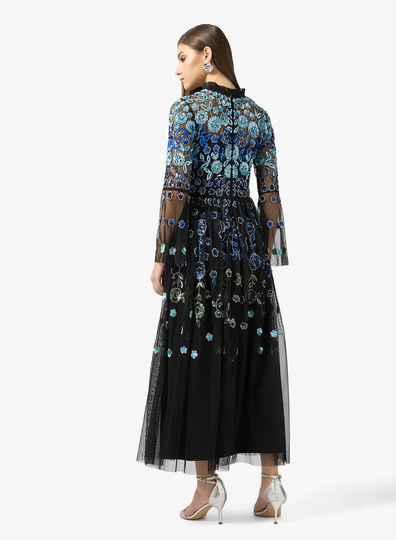 فروك اند فرل Embellished mesh detailled midi dress