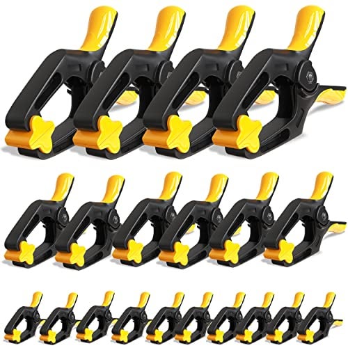 EQUIPTZ Spring Clamps for Woodworking Crafts Backdrop and Pool Cover 20Pack Spring Clamp Set with 4 Pcs of 6inch 6 Pcs of 4inch 10 Pcs of 3inch Clamps Extra Wide NonDetachable Jaw Pads