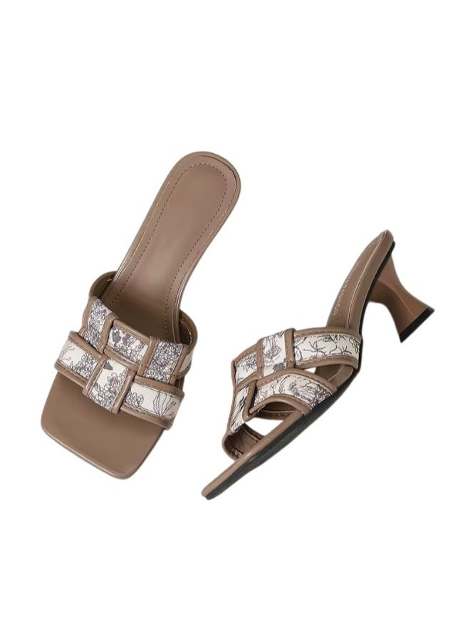 Rup Art Women’s Small Heeled Open Toe Sandals – Thick Heel Slippers – Summer Party Slip-On Shoes for Walking & Comfort  - Image 1