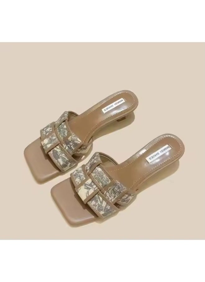 Rup Art Women’s Small Heeled Open Toe Sandals – Thick Heel Slippers – Summer Party Slip-On Shoes for Walking & Comfort  - Image 4