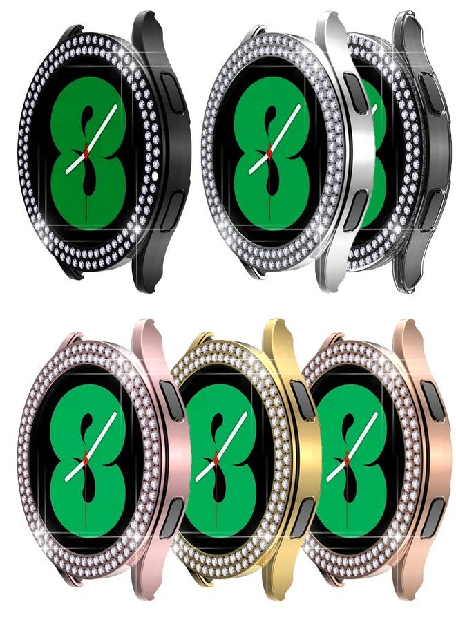 Yrzper 6 Pack Bling Diamond Case for Samsung Galaxy Watch 4 40mm Hard PC Sparkle Diamond Protective Face Cover with Built-in Tempered Glass for Samsung Galaxy Watch 4 Case (40mm, 6-Color - Image 1