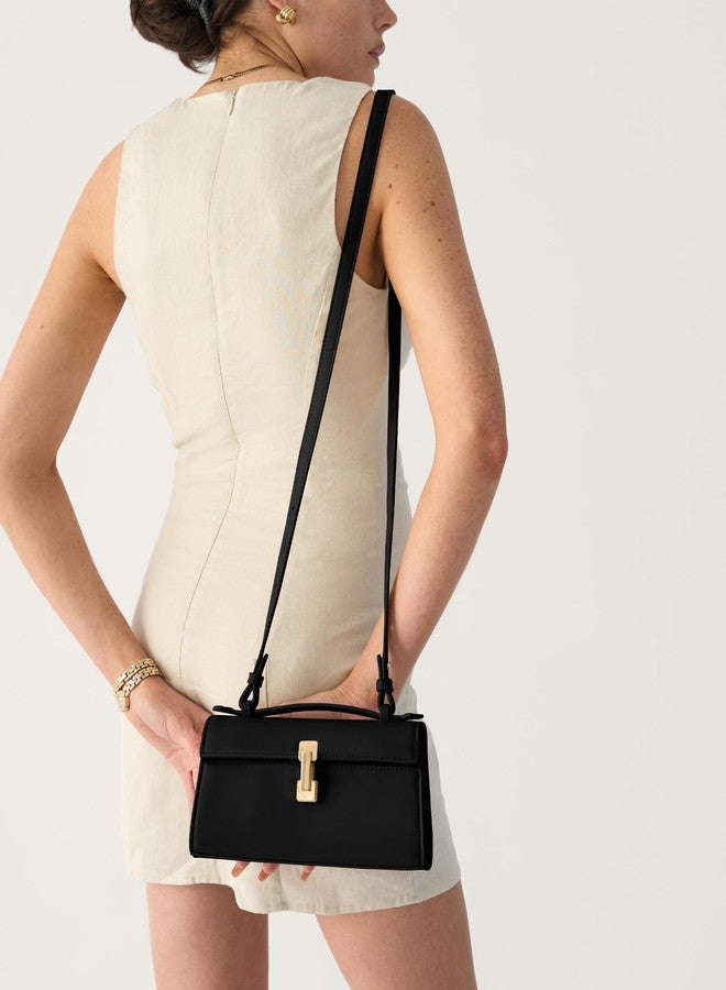 Apryl Clutch Purses for Women - Small Purse Top Handle - Evening Bag - Adjustable Crossbody Handbag - Trendy PU Leather, Gold, L 8.8" x H 5" x W 3.2" - Image 3