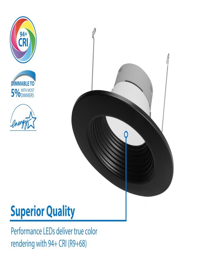 NICOR Lighting DLR56(v6) 5/6-inch Black 900 Lumen 3000K Recessed LED Downlight with Baffle (DLR566091203KBKBF) - Image 5