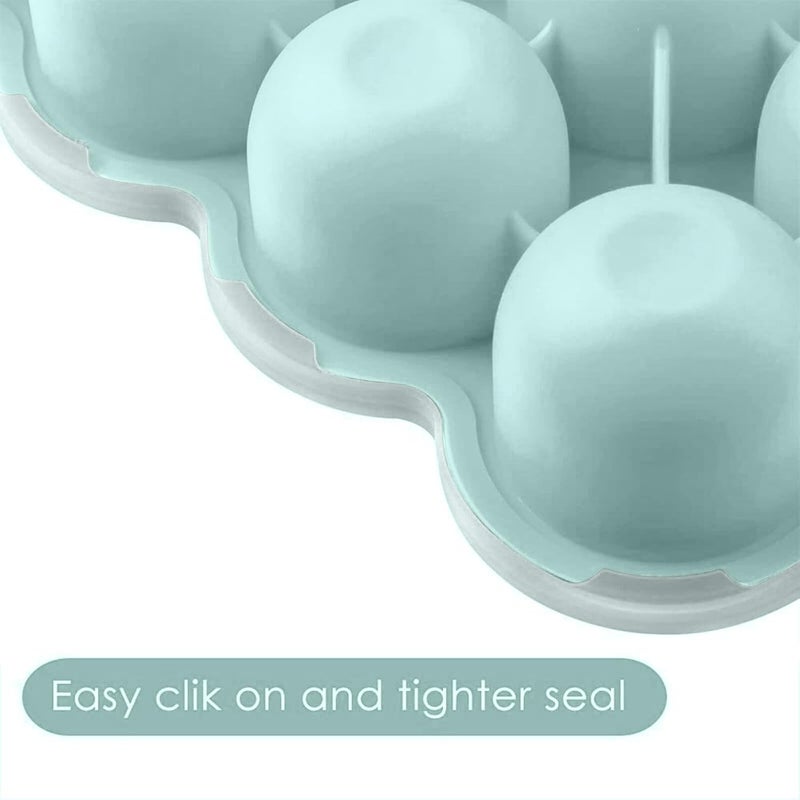 Samuelworld Baby Breast Milk and Food Storage Container, 12 Portions x 2.5oz, Stackable Food Grade Silicone Tray with Clip-On Hard Lid for Homemade Purees, Vegetables & Fruits - Teal - Image 4