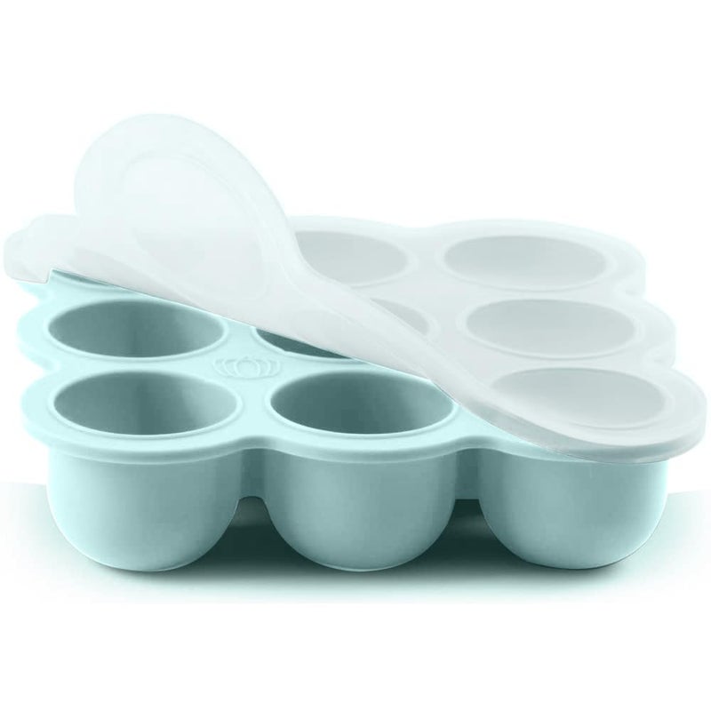 Samuelworld Baby Breast Milk and Food Storage Container, 12 Portions x 2.5oz, Stackable Food Grade Silicone Tray with Clip-On Hard Lid for Homemade Purees, Vegetables & Fruits - Teal - Image 2
