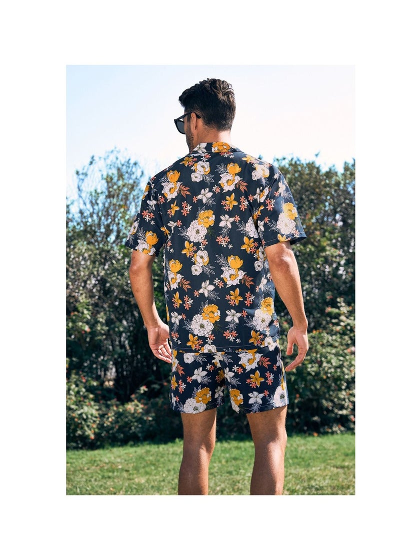 Loquat Men's Casual Beach Suit Seaside Holiday Wind Sports Loose Short Sleeve Shirt Beach Shorts Printed Short Sleeve Shirt Suit  - Image 2