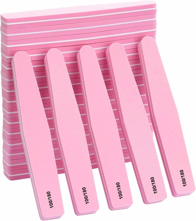 Gleevia Gleevia 20Pcs Nail Buffers Block Files Sponge Washable Double Sided 100180 Sanding Buffing File for Acrylic Nails Pink - Image 1