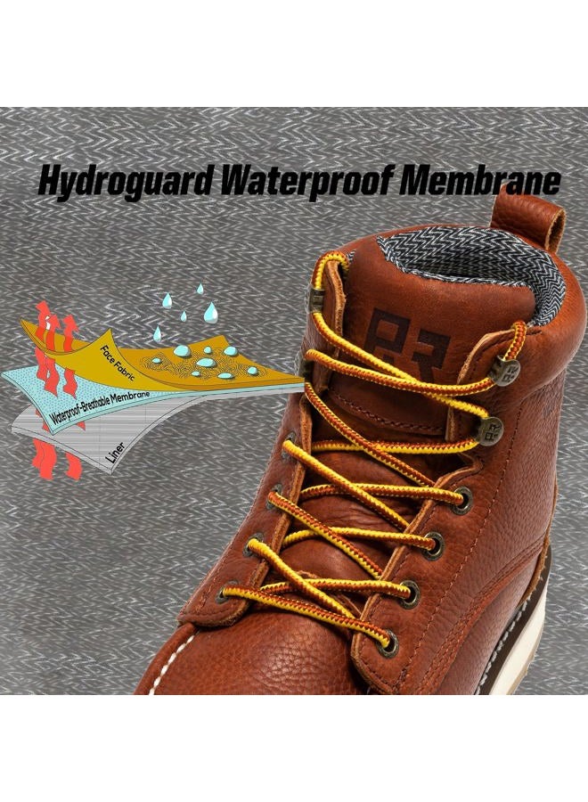 Rockrooster Walker Waterproof Work Boots for Men, 6" Moc Soft Toe Comfort Wedge Rubber Boots, Arch Support Anti-Fatigue Asphalt Boots, Leather Insulated Safety Boots, Electric Hazard (SAP3602 US 10.5) - Image 5