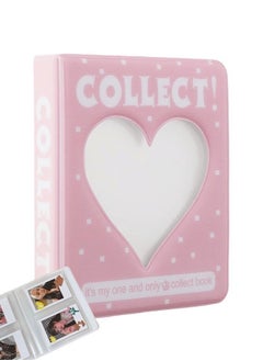 Generic 3 Inch Mini Kpop Photo Album with 128 Pockets, Heart Hollow Design, Super Kawaii Photocard Holder Binder for Business Card DIY Collection (Pink)  - Image 1