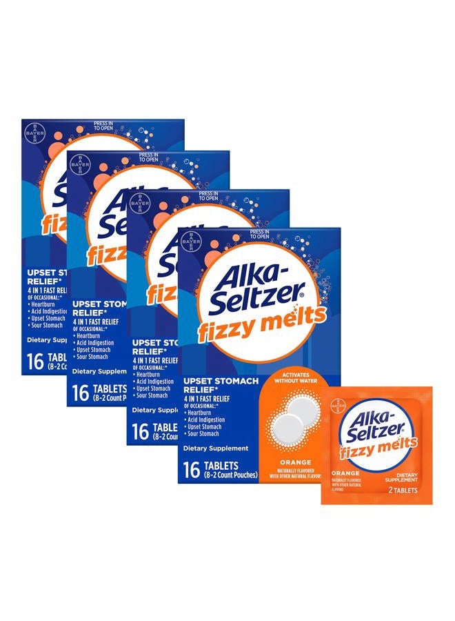 Alka-Seltzer Fizzy Melts, Dissolve on Tongue, No Water Needed, On-The-Go Dietary Supplement Antacid Tablets, for Relief of Occasional Heartburn and Acid Indigestion*, Orange Flavor, 64 Count - Image 1