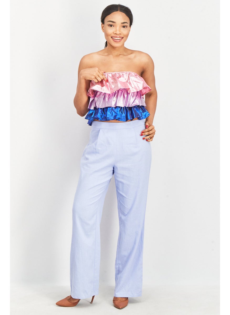 Collective The Label Women Straight Across Strapless Metallic Tube, Pink Combo  - Image 3