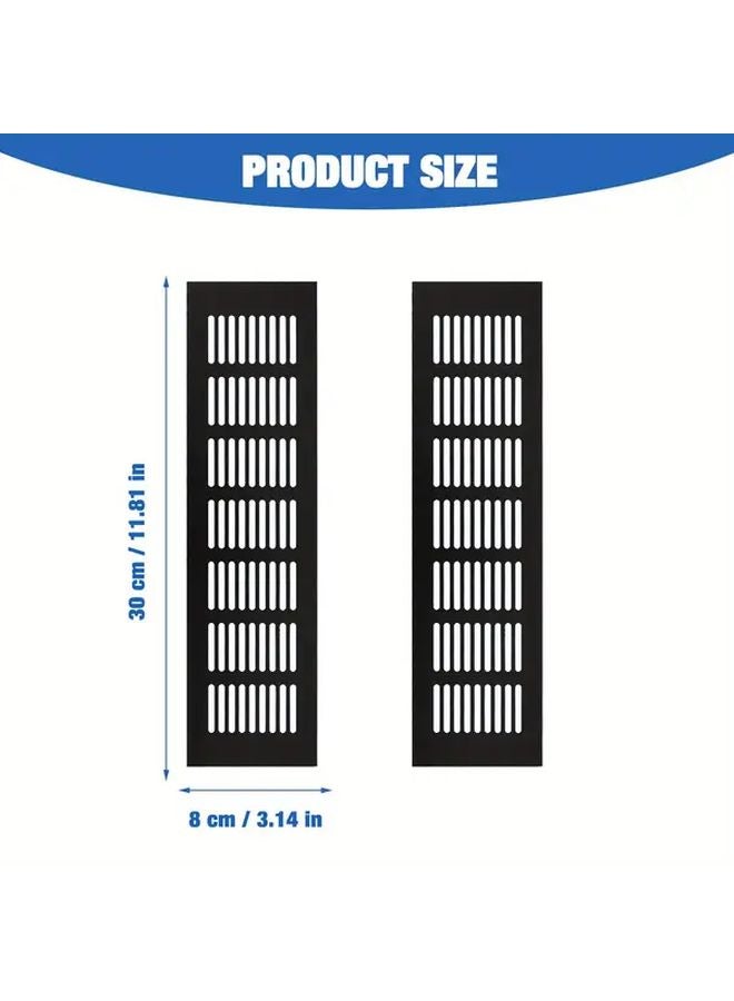 2pcs Black Aluminum Alloy Rectangular Ventilation Grilles Metal Mesh Cabinet Cover - Image 4