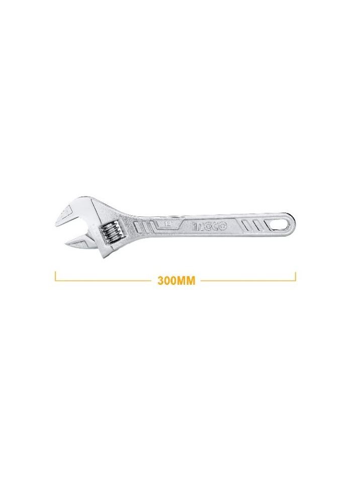 INGCO 12 Inch Carbon Steel Adjustable Wrench, Jaw Opening Capacity(35 mm), Heat Treated and Chrome Plated - Image 2