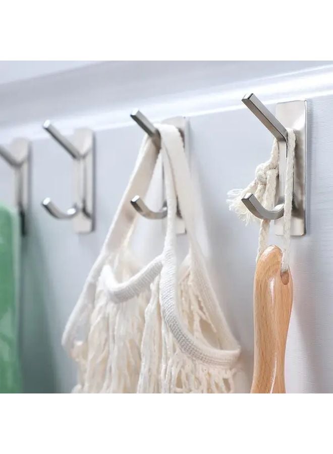 4 Pack Sleek Stainless Steel Towel Hooks Self Adhesive Wall Mount For Bathroom Kitchen - Image 5