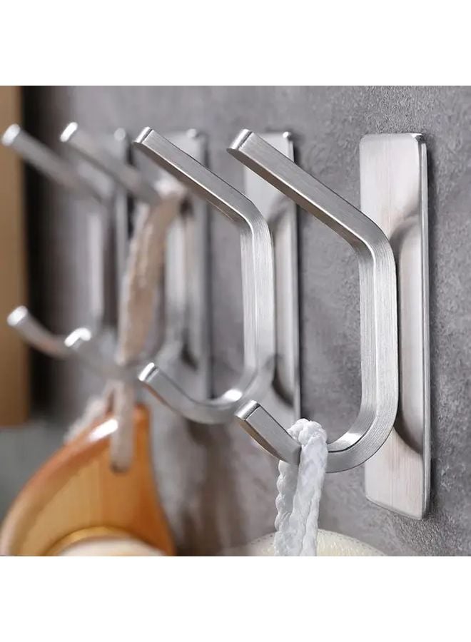 4 Pack Sleek Stainless Steel Towel Hooks Self Adhesive Wall Mount For Bathroom Kitchen - Image 2