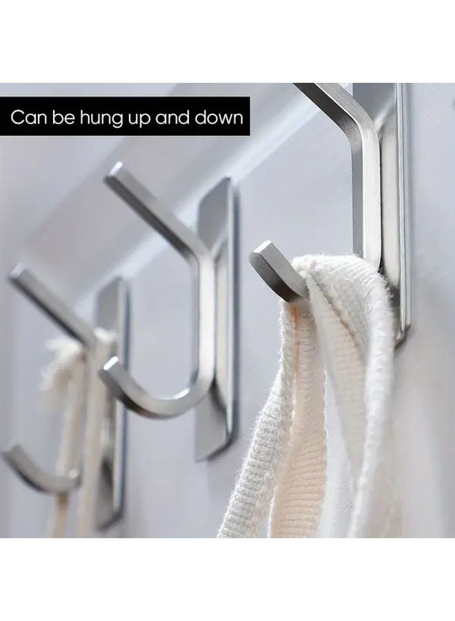 4 Pack Sleek Stainless Steel Towel Hooks Self Adhesive Wall Mount For Bathroom Kitchen - Image 3