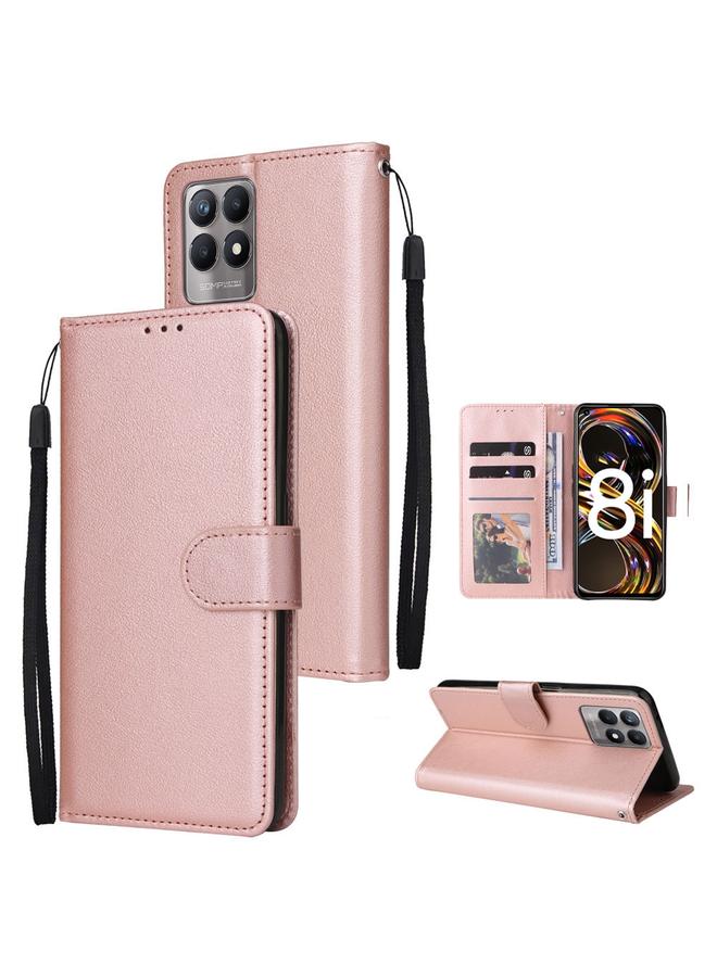 اس-توب جراب جلدي متعدد الوظائف قابل للطي أفقيًا لهاتف Realme 8i مع ثلاث فتحات للبطاقات - Image 1