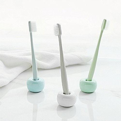 Apol Set of 3 Pcs Mini Ceramic Toothbrush Holder Stand,Pen Stand Rings,Storage Organizer for Bathroom Countertop - Image 5