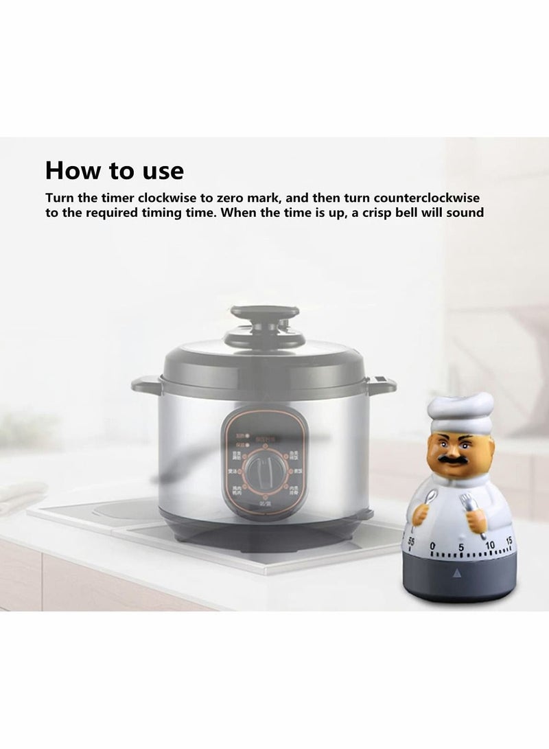 Timers 55 Minutes Mechanical Timers Kitchen Cooking Timer Clock Loud Alarm Counters Manual Timer (Chef) - Image 4