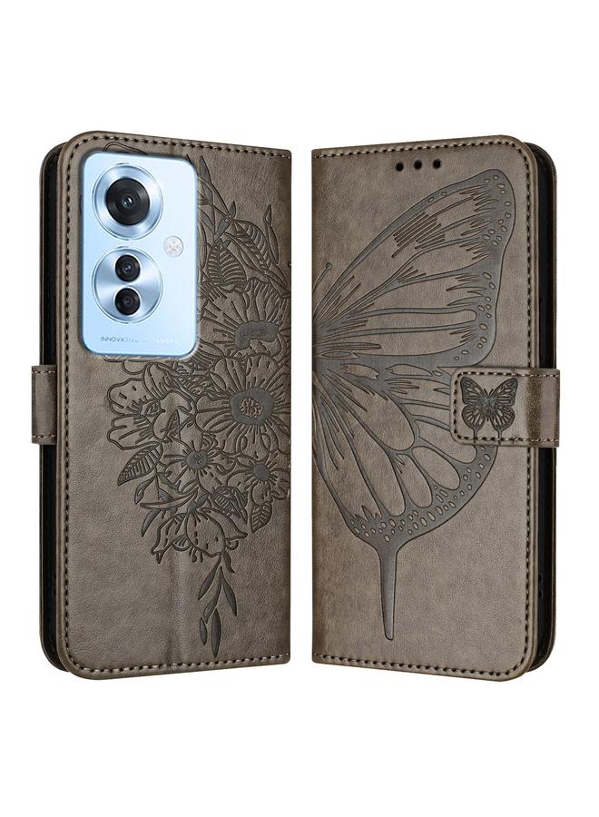 اس-توب جراب هاتف OPPO Reno 11F 5G العالمي من الجلد المنقوش على شكل فراشة - Image 1