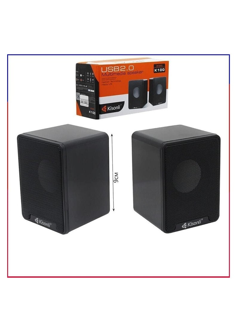 Multimedia Speaker USB 2.0 , simple and elegant appearance ,FOR Computer PC, LAPTOP – Black K100