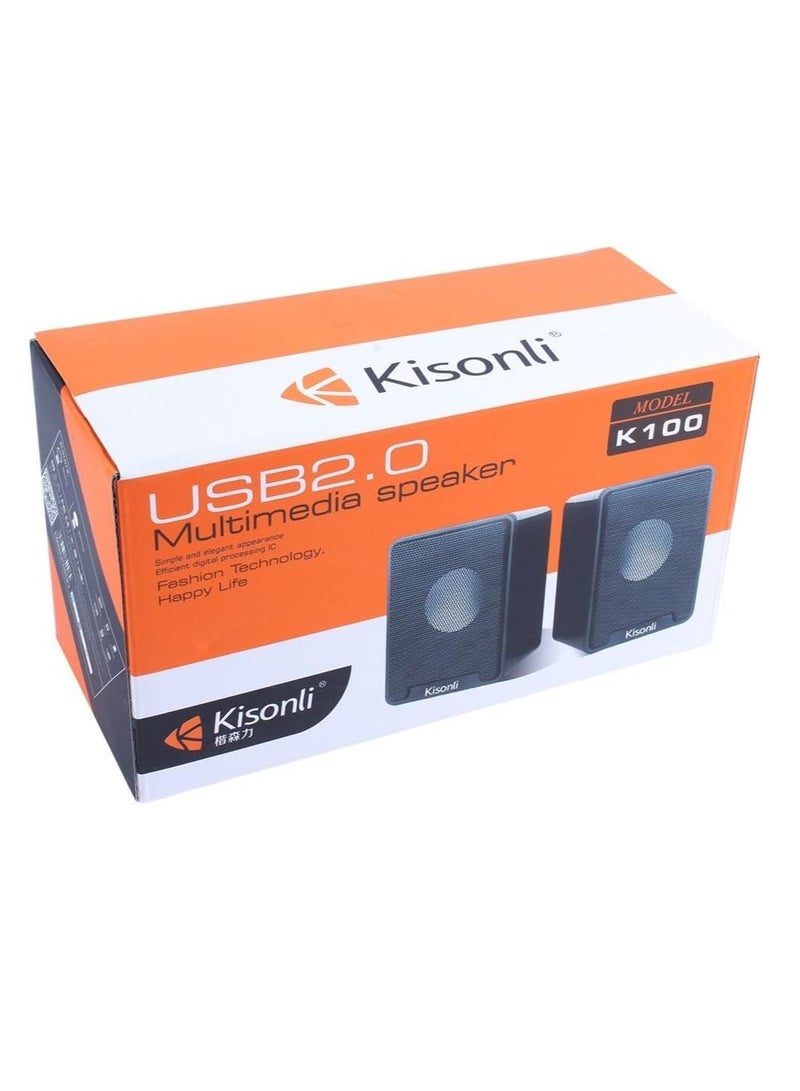 Multimedia Speaker USB 2.0 , simple and elegant appearance ,FOR Computer PC, LAPTOP – Black K100