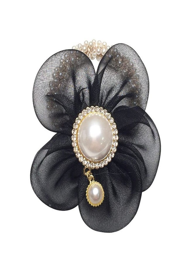 LOVEF Fashion Flowers Pearl Hair Elastic Band,Hair Rope Accessory Ponytail Holder for Lady Women Girls,Set of 4 - Image 4