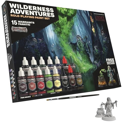 The Army Painter GameMaster: Wilderness Adventures Role-playing Paint Set, 15x18 ml Warpaints Fanatic Acrylic, 1 GameMaster Drybrush, 1 FREE Hard-plastic snap-fit Hag Miniature - Image 1