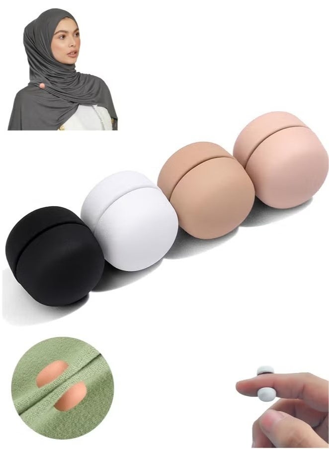 Strong Magnetic Hijab Pins, 4 Pack Powerful Hijab Magnets Multi-Use Pinless Hijab Magnetic Pins, Colorful Magnet Pins Scarf Magnetic Pin No-Snag Brooch Clasp for Clothes Dress Scarves (Matte)