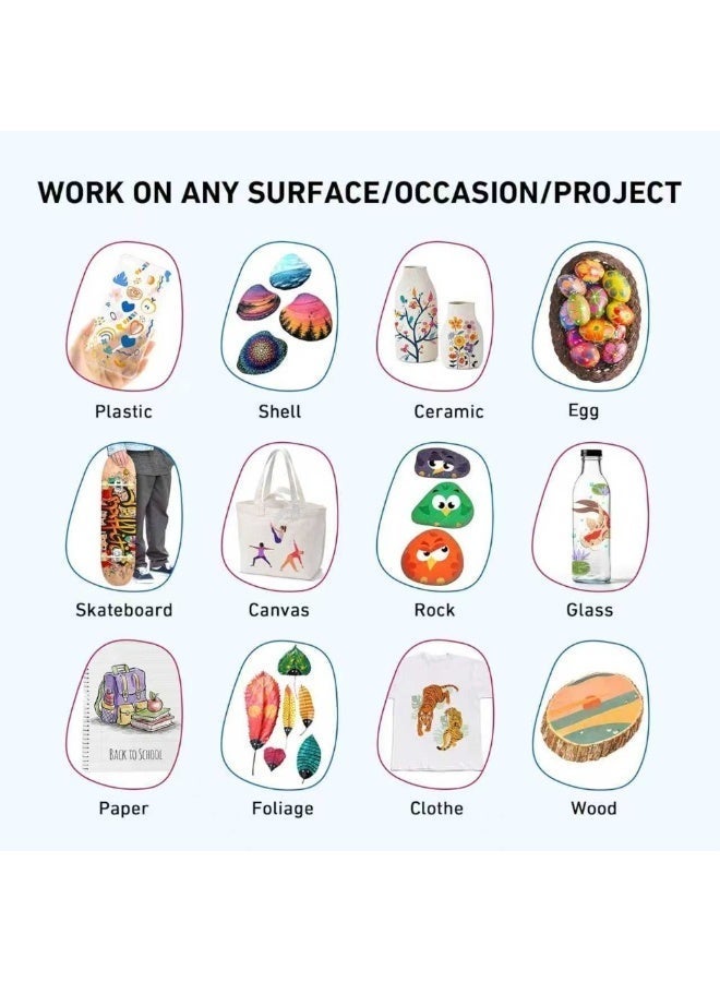 كيكين 100pcs الماء القائم DIY رأس لينة علامة الاكريليك - مناسبة للرسم الاكريليك، قماش، البلاستيك، الخشب - الإمدادات الفنية المهنية، علامة الجرافيتي، الرسم الخطي (حبر الاكريليك) - Image 4