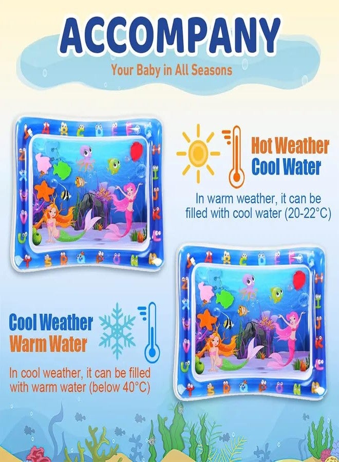 Kreshu Baby Water Play Mat with ABCD and Mermaid Theme for Kids Learning | Inflatable Indoor and Outdoor Water Play Mat | Leakproof Baby Sleeping Pad Safe and Enjoyable Water-Filled (Pack of 1, Blue) - Image 3