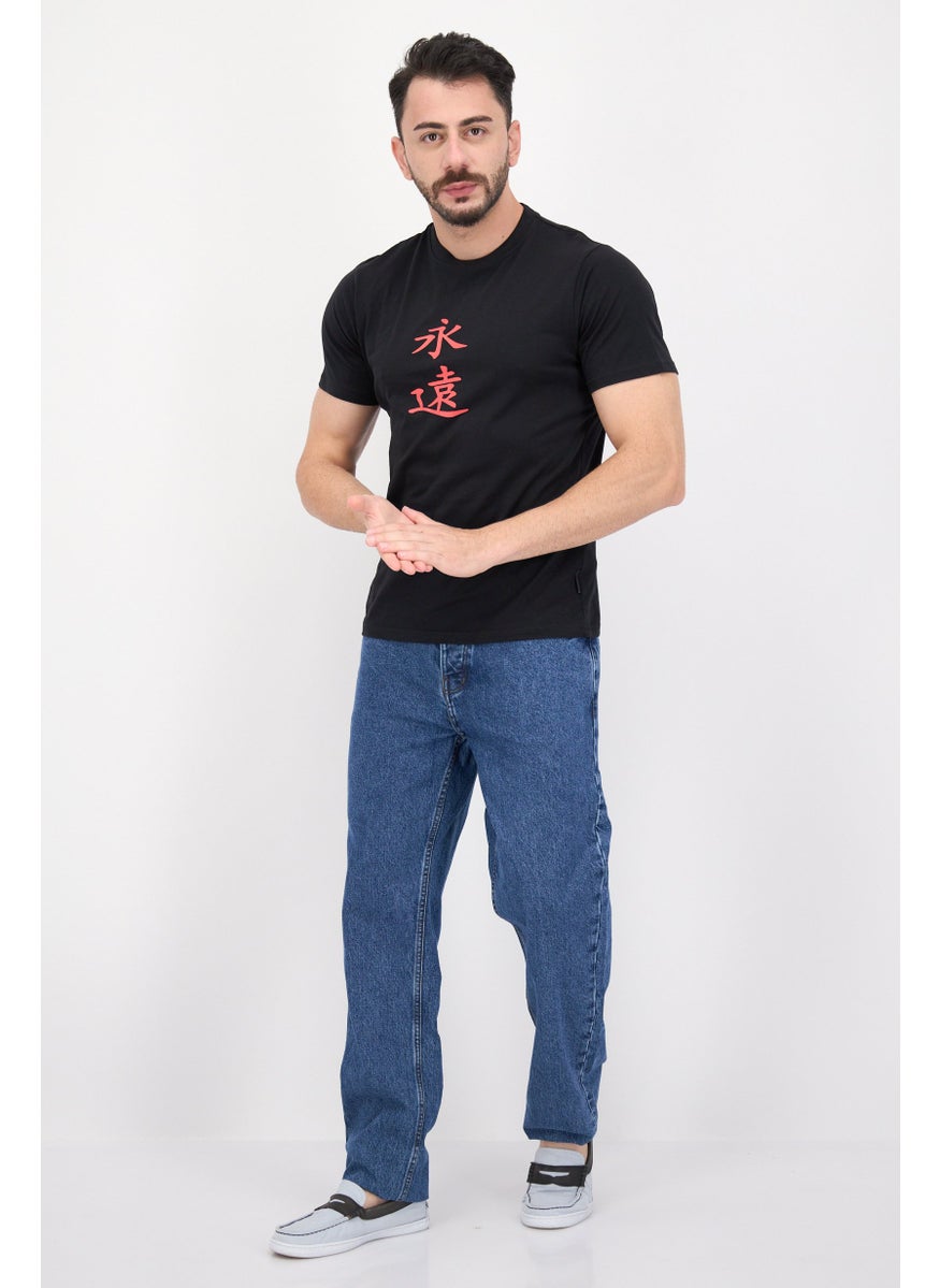 Threadbare - Men Crew Neck Short Sleeve Graphic Print T-Shirt, Black Combo - Image 1